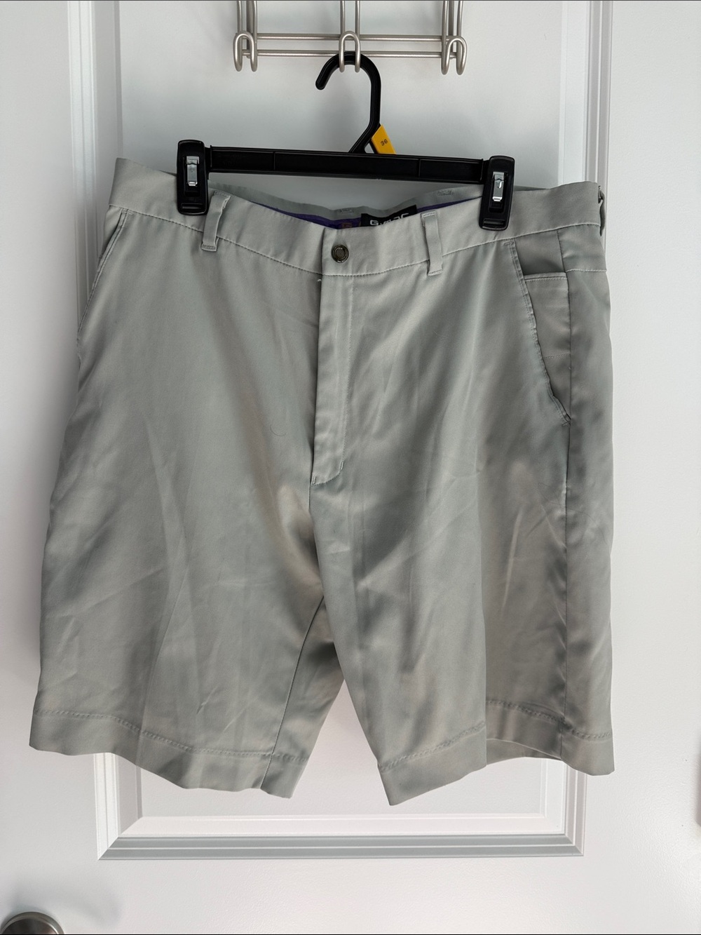 Men's Light Gray Flat Front Performance Shorts